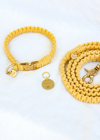 Chloe Macramé Dog Collar, Leash and Name Tag Bundle