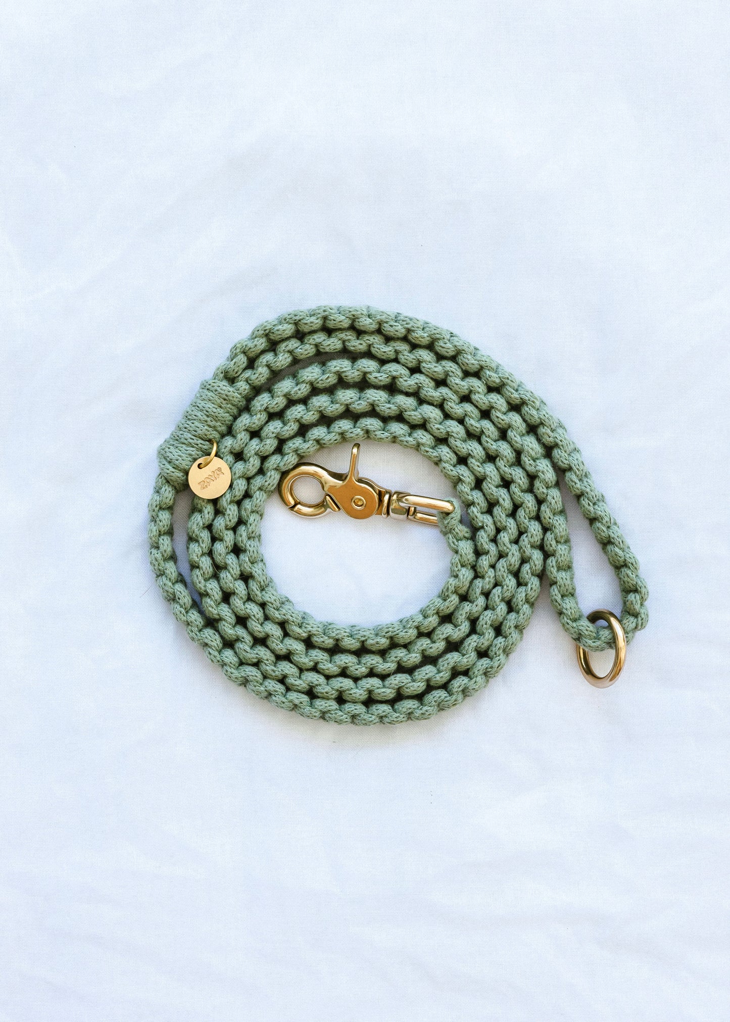 Chloe Macramé Dog Leash - Eucalyptus